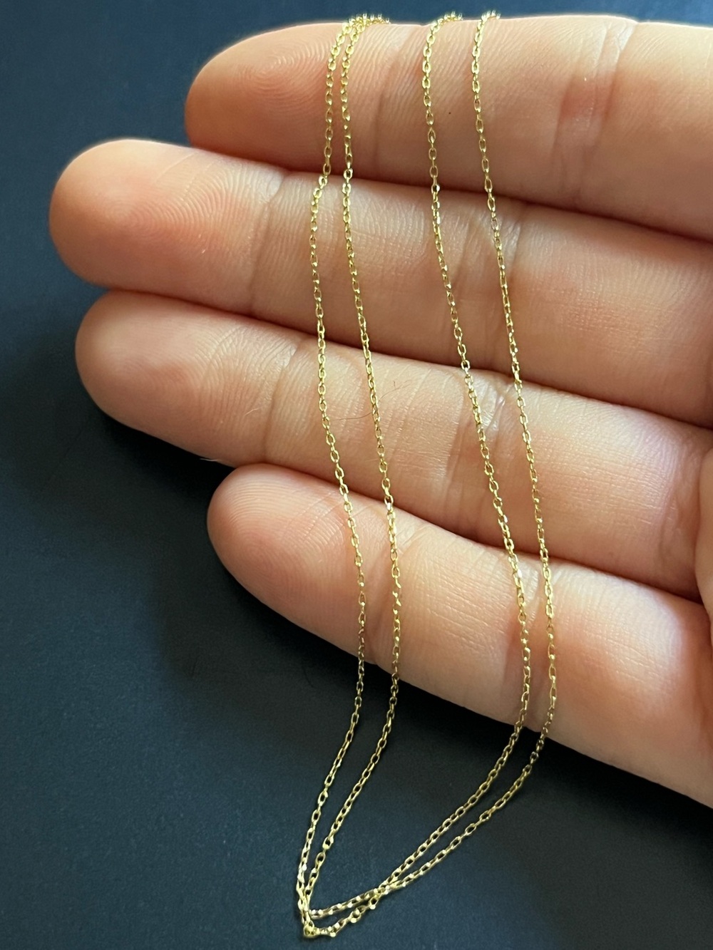 Solid 14K Yellow Gold 1mm Rolo Chain Necklace 22” - Women Jewelry
